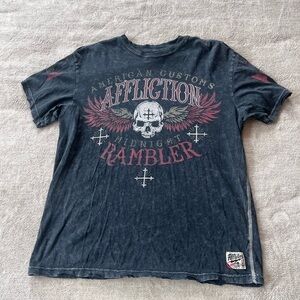2000s Y2K Affliction Midnight Rambler American Customs Skull T-Shirt L